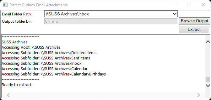 Extracts All Attachments from MS Outlook with HTA/VBScript (No Installation)