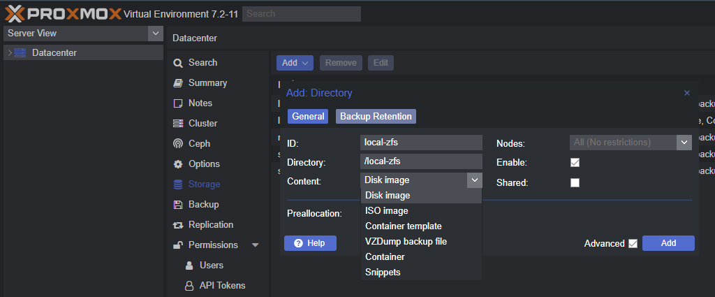 Create ZFS in Proxmox